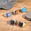 Vnox Anello Sigillo in Pietra Naturale da Uomo, Fascia Dita Quadrata Geometrica con Sigillo Superiore, Anello Maschile in Acciaio Inossidabile, Anillos De Hombre