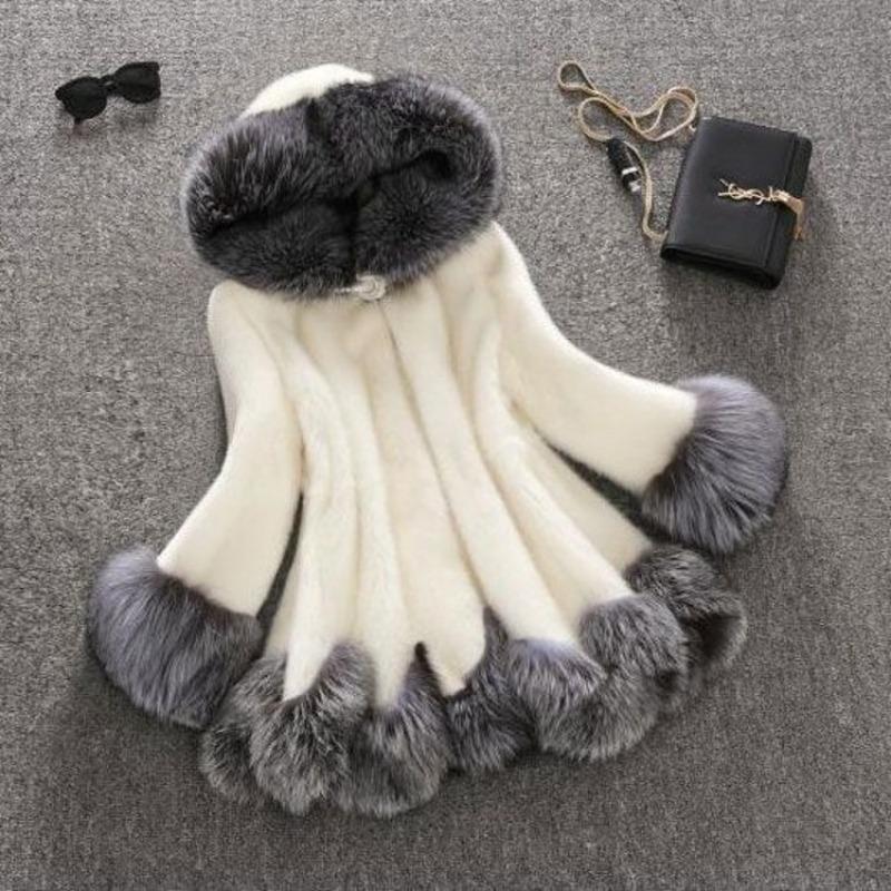 New imitation fur women's coat long imitation fox hair middle coat cotton coat