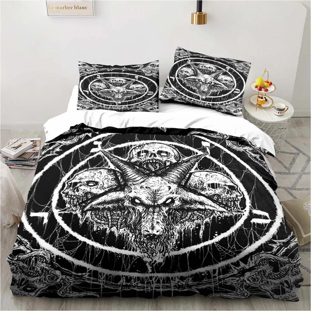 Satanisch Satan Teufel Bettwäsche Set Jungen Mädchen Einzelbett Queen Size Bettbezug Kissenbezug Bett Kinder Erwachsene Mode Heimtextilien