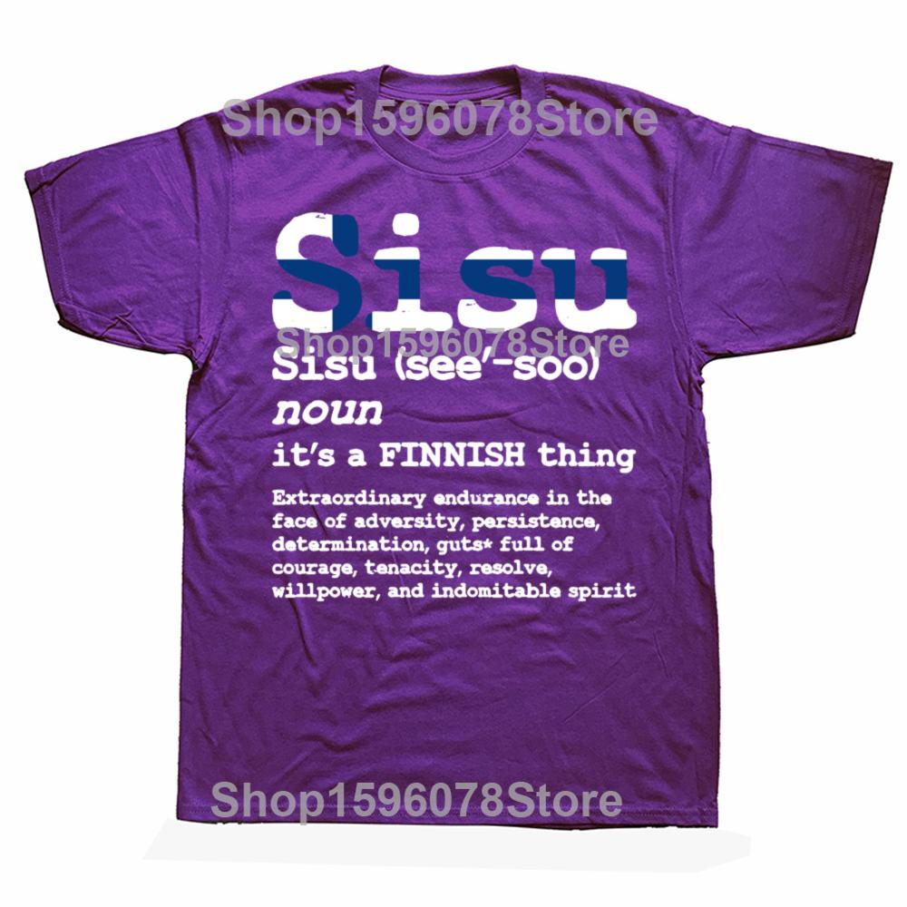 Funny Finnish SISU Strength Courage T Shirts Cotton Birthday Gifts Mens Clothing Fashion Casual Loose Oversized T Shirt