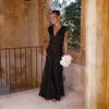 Solid Color V-neck Long Skirt for Women