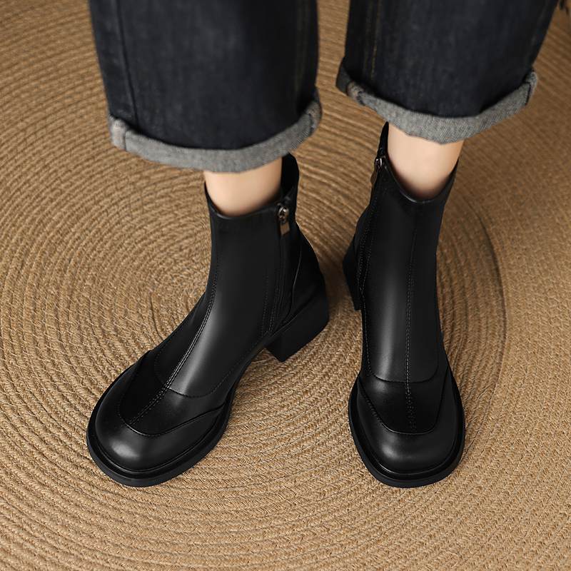 Krazing Pot Microfiber Winter Round Toe Modern Platform Size 33 Boots Size 43 Women Fashion Ankle Boots