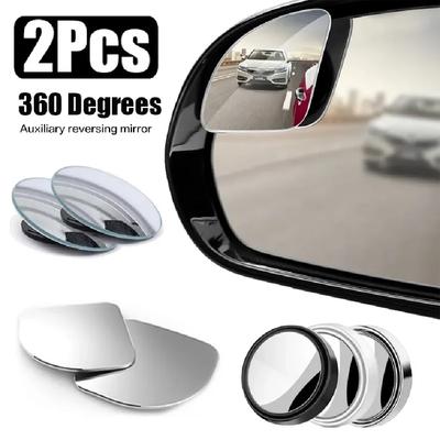2 pièces Rétroviseur grand angle universel en verre pour voiture, angle mort, 360° réglable, haute définition, applicable pour toutes les voitures