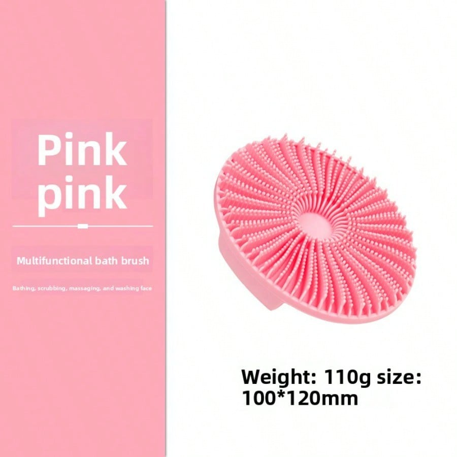 Brosse de bain ronde en silicone, gant de douche pour le dos, brosse corporelle multifonctionnelle, brosse de bain rose