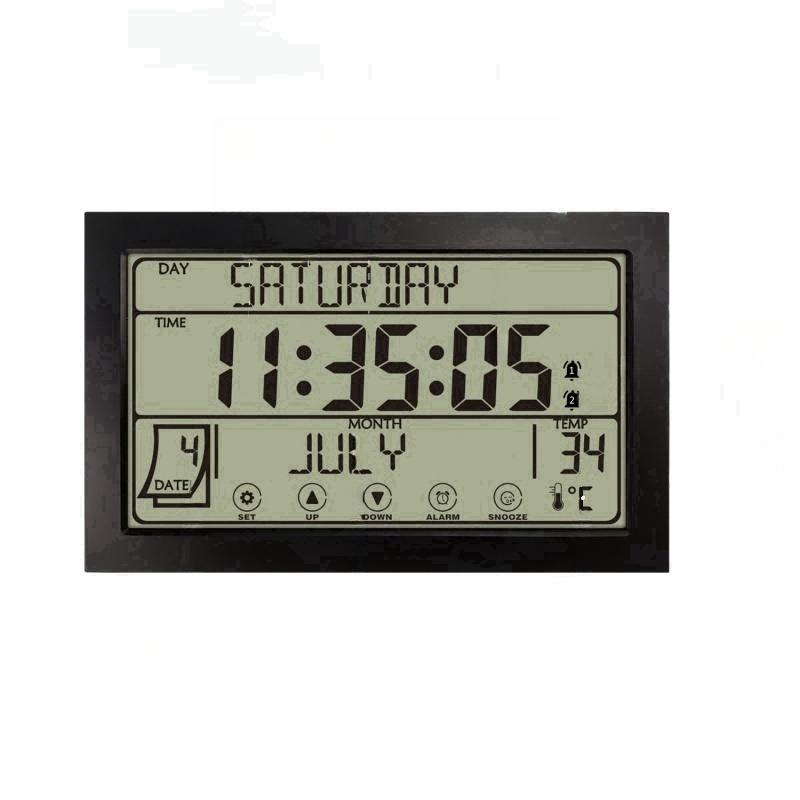 Touchscreen Große digitale Wanduhr Temperatur Datum Woche Schlummerfunktion Batteriebetriebene Tischuhr Doppelalarm 12/24H LCD-Wecker