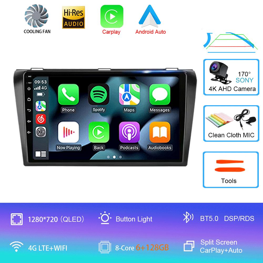 2 Din Car Radio Android 14 For Mazda 3 2004-2009 Multimedia Player Stereo Navigation with BOSE Carplay Speakers Head Unit Video