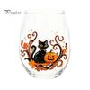 Bicchieri da Cocktail a Tema Horror Bicchiere in Vetro a Tema Halloween Gatto Nero Fantasma Teschio Zucca Dipinto a Mano Tazza da Bevanda Autunnale Vetro Senza Piombo Spettrale