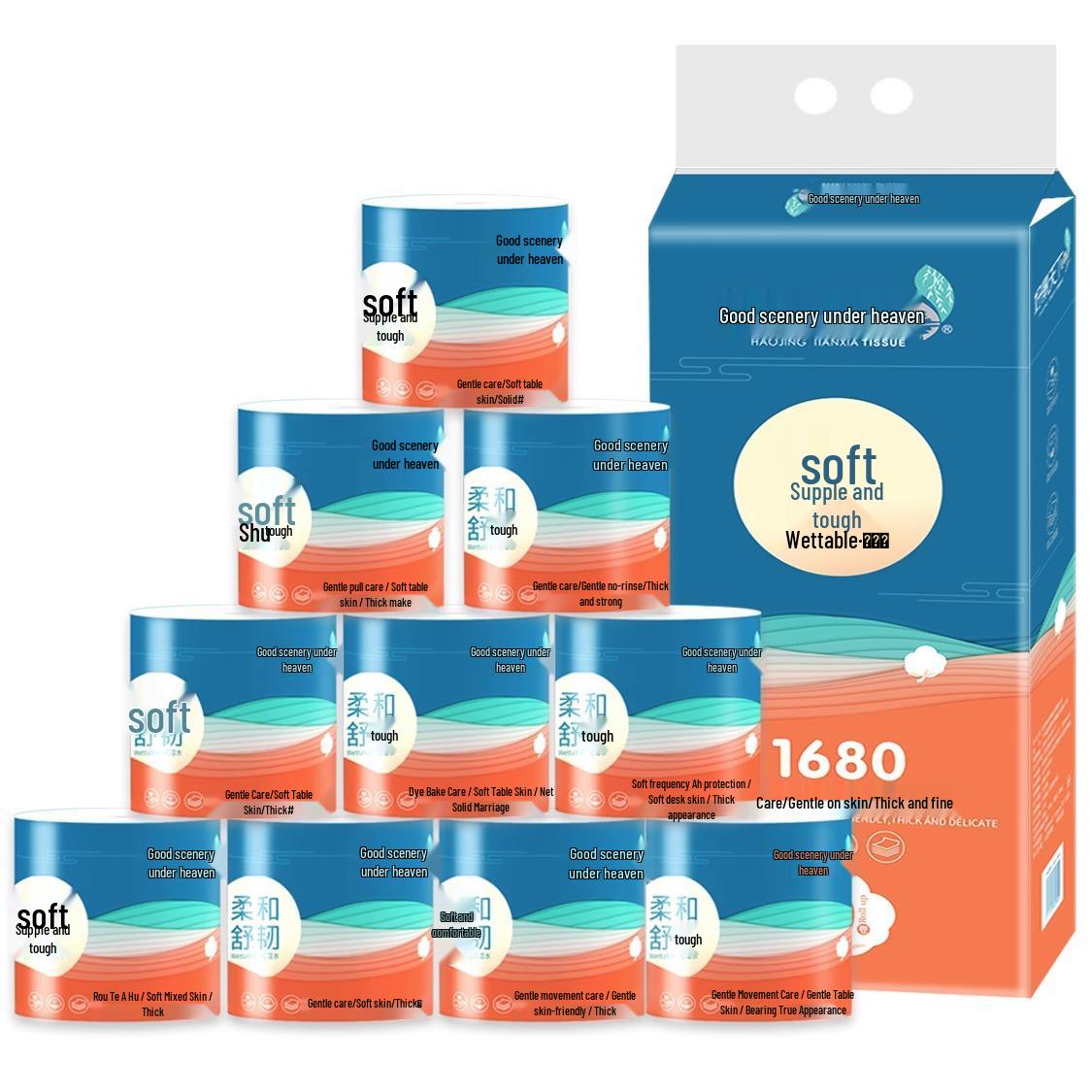 Economical Household Toilet Paper - 30 Rolls, Soft & Absorbent for Bathroom Use