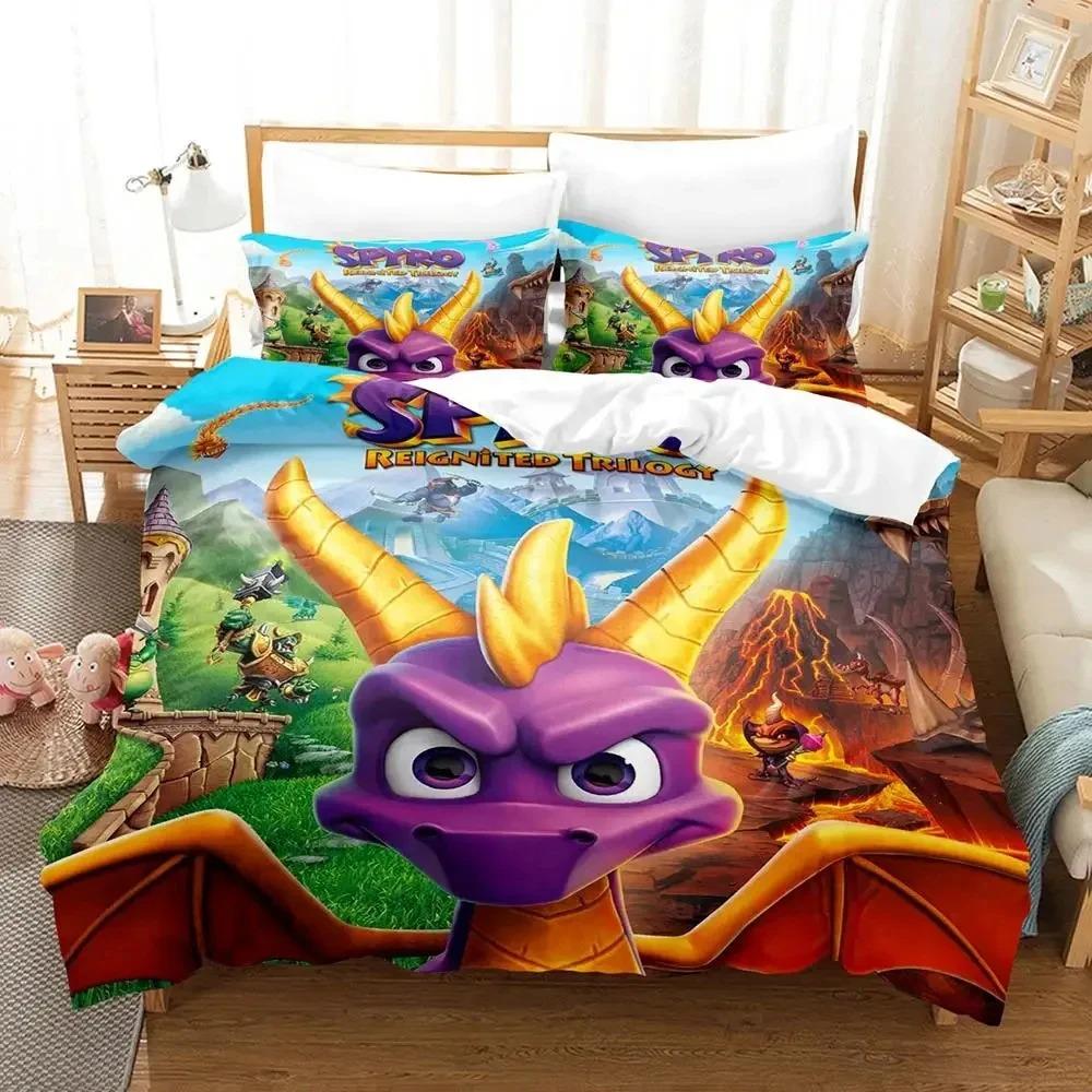 Spyro Reignited Triology Beddengoedset voor Volwassenen Jongens Dekbedovertrek Bedset Eenpersoons Twin Volledig Queen beddengoedset Zacht en comfortabel