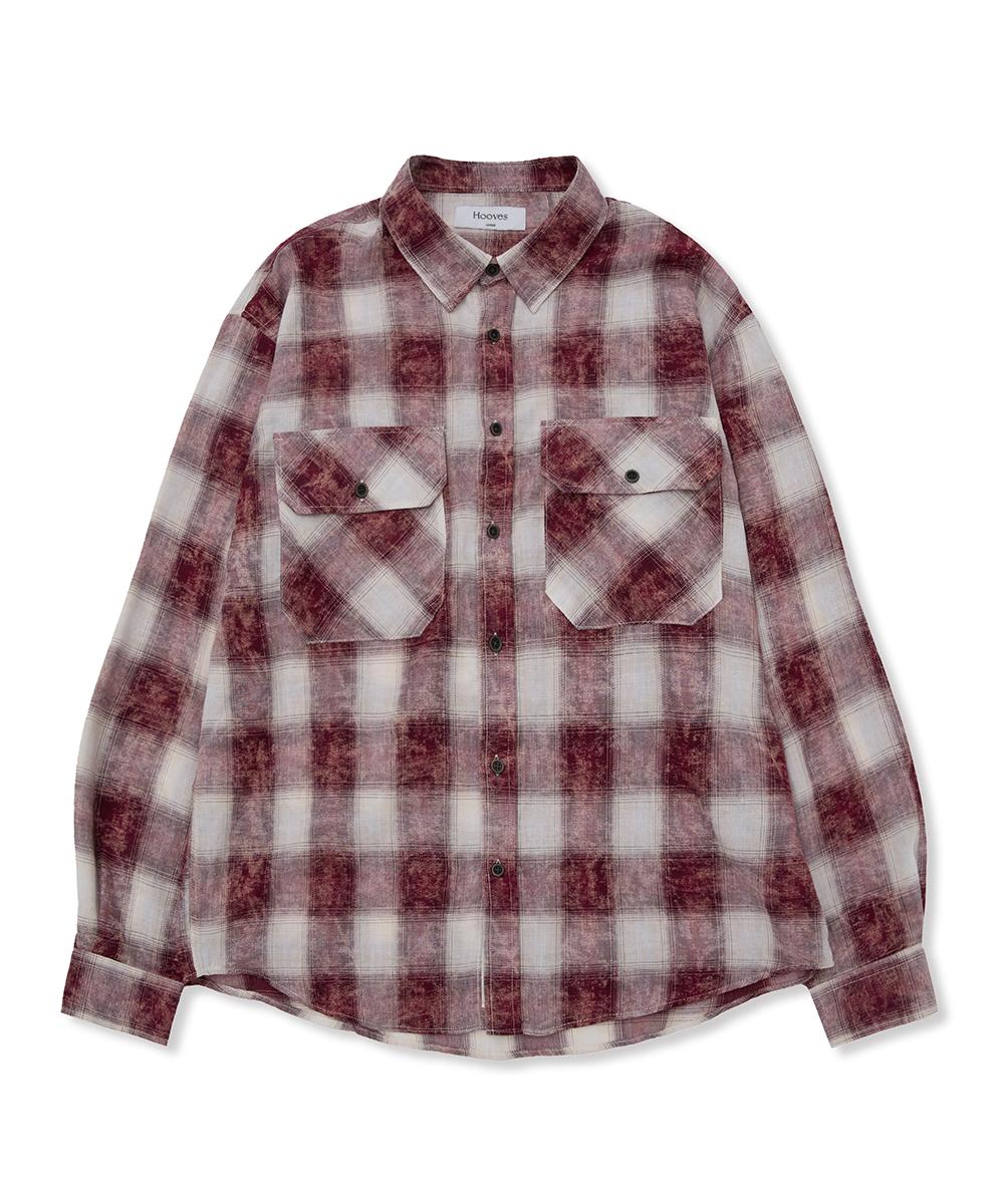 Whoops Smudge Pocket Check Shirt [Red] M