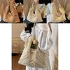 Woven Beach Bag With Large Capacity Tassel Drawstring For Summer Vacation And Casual Travel