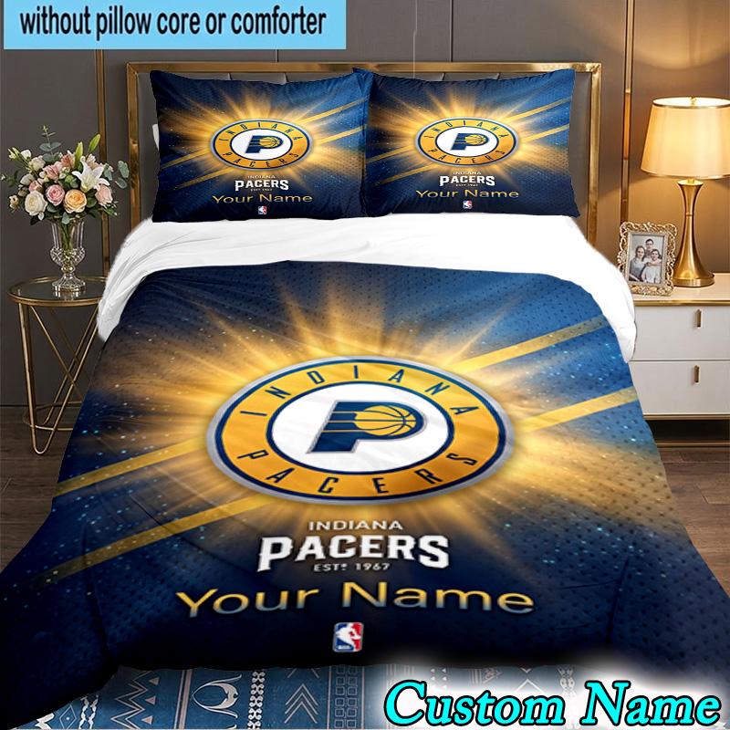 Custom Name 3PCS basketball Pacers Neon Art Bedding Set,Including Duvet Cover And 2pcs Pillowcases Perfect for Bedroom,Dormitory,Fan Christmas gift
