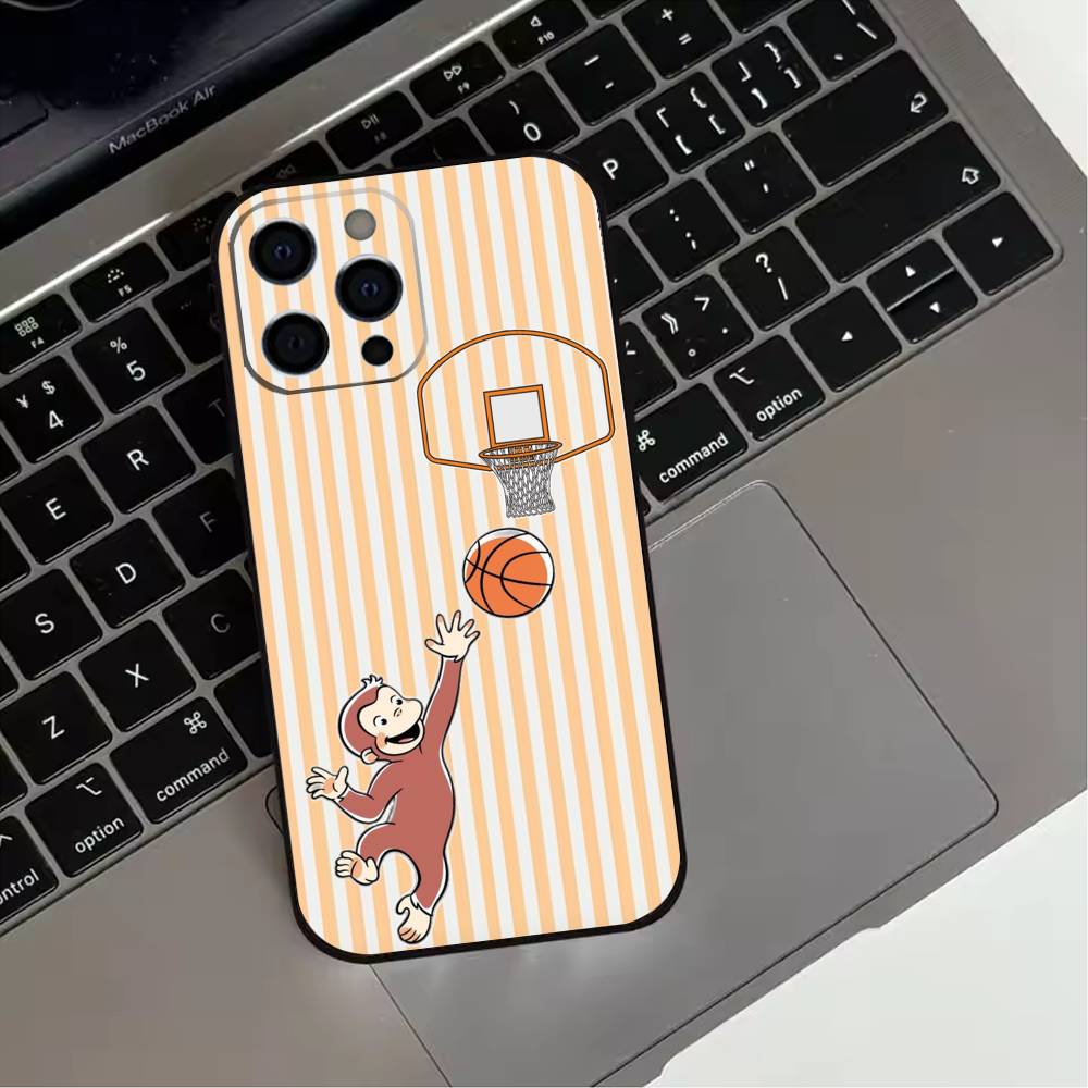 Mokey C-Curious G-Georges Phone Case For iPhone 17,16,15,14,13,12,11 Plus,Pro Max,XS,Soft Silicone Black Cover