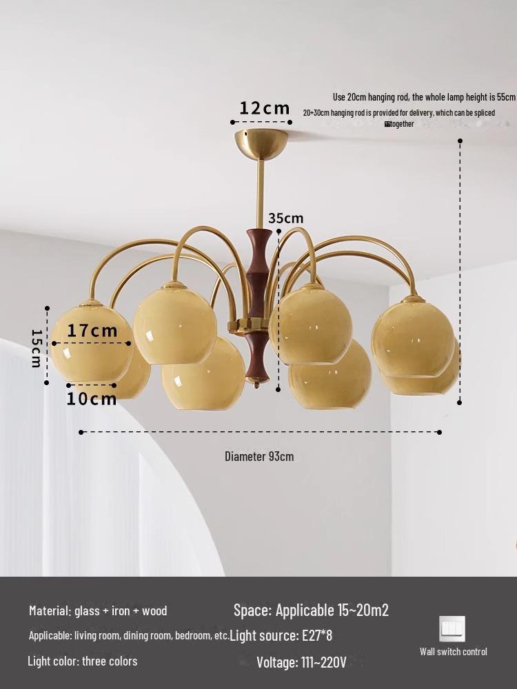 Vintage Medieval Solid Wood Chandelier: Bauhaus Style for Living Room, Retro Restaurant, or High-End Persimmon Bedroom