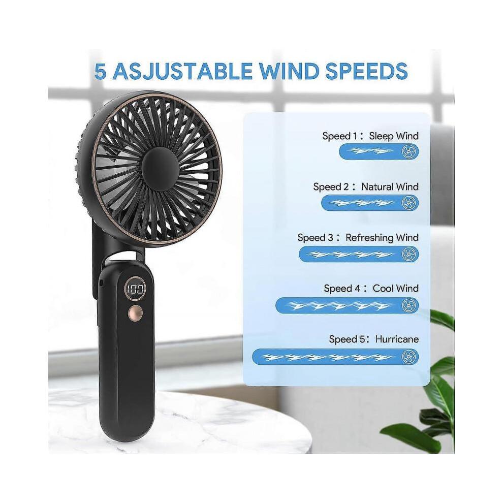Portable Handheld Fan, USB Desk Fan Mini Electric Desktop Desk Fan Rechargeable Battery Powered Handheld Fan(Black)