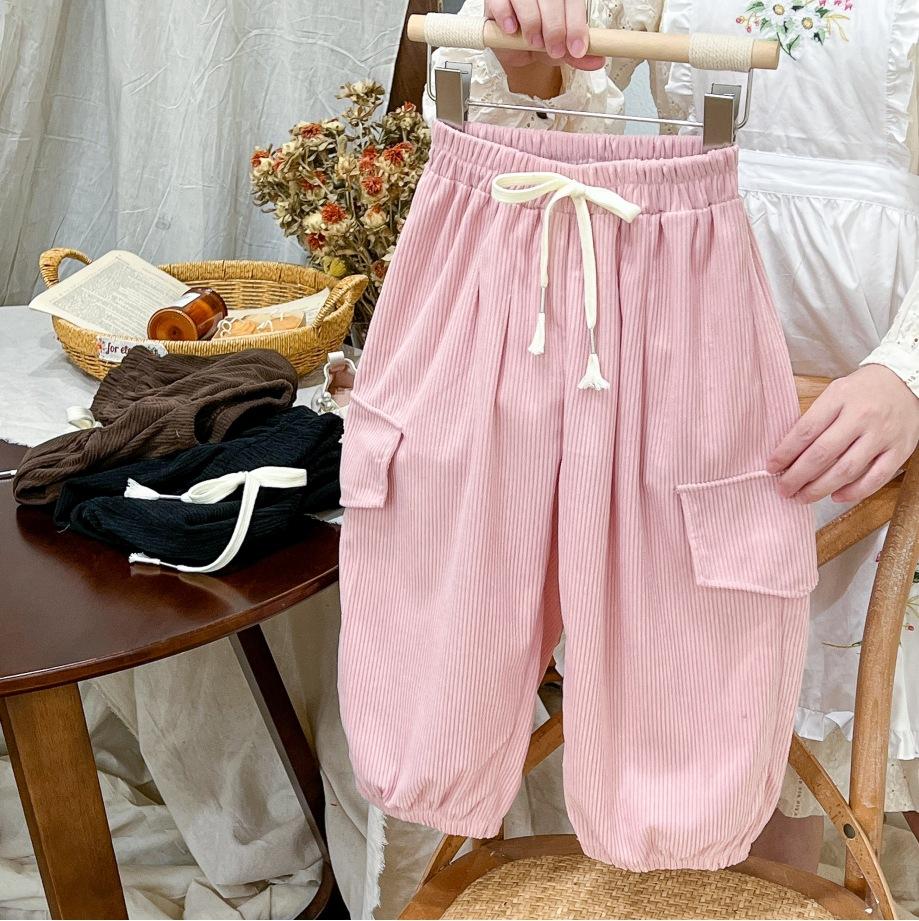 

Autumn Korean Style Kids Cargo Pants: Versatile Casual Long Pants for Boys and Girls 90cm