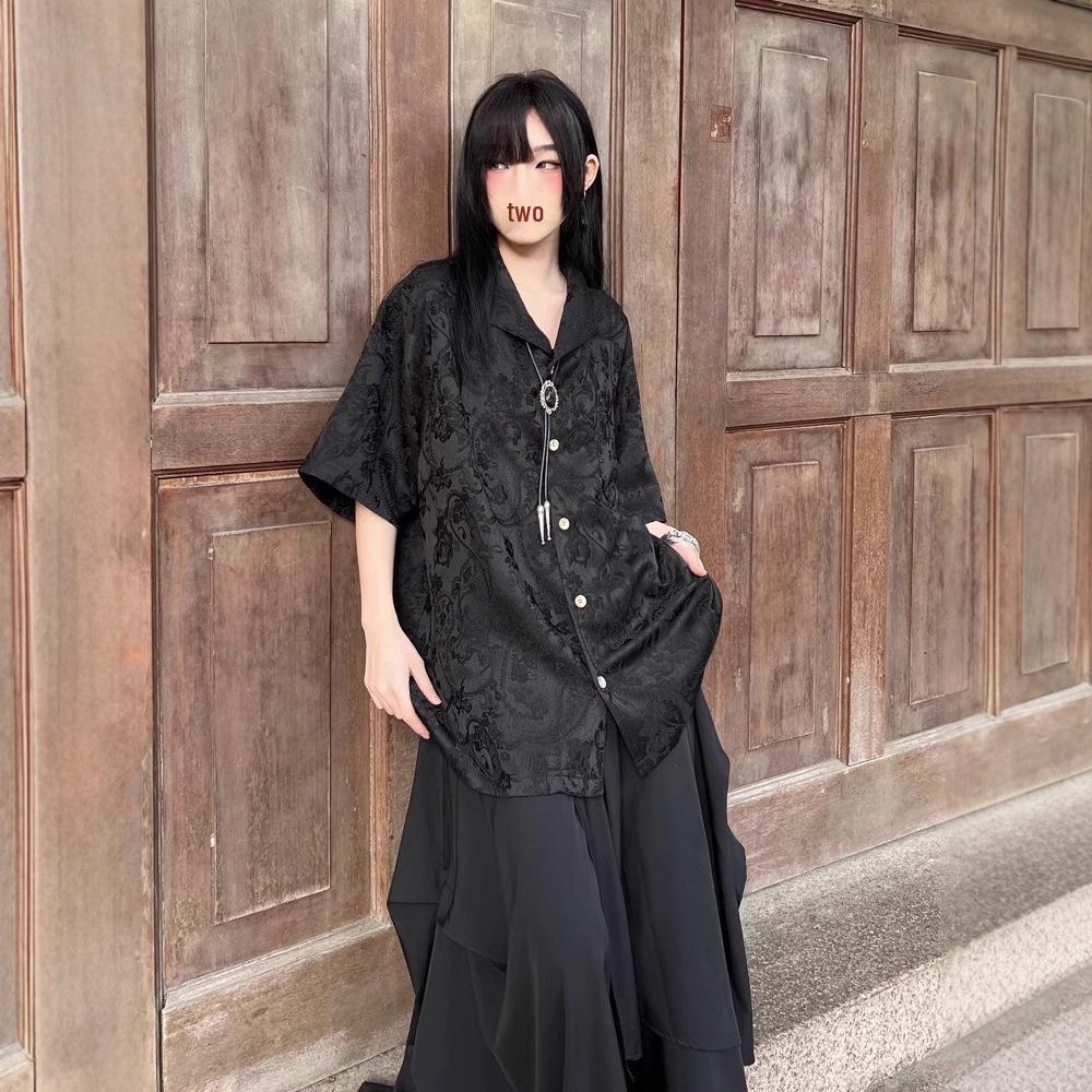 

New Retro Trend Jacquard Shirt - Unisex Loose Short Sleeve 3XL