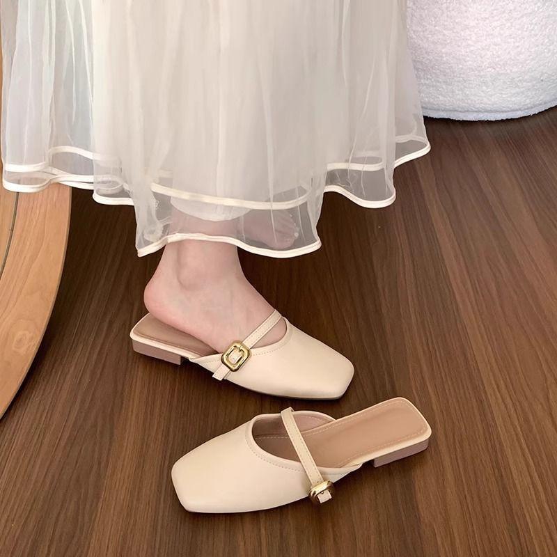 

Обувь Четыре Сезона Французский Темперамент Женские Новые Ретро Весна и Лето Баотоу Универсальная Ленивая Носка Ма Сандалии с Неглубоким Вырезом 36-37 (suitable for 35-36 wear)