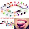 20/50/100Pcs Tongue Bars Surgical Steel Barbell Rings Ball Body Piercing Jewelry