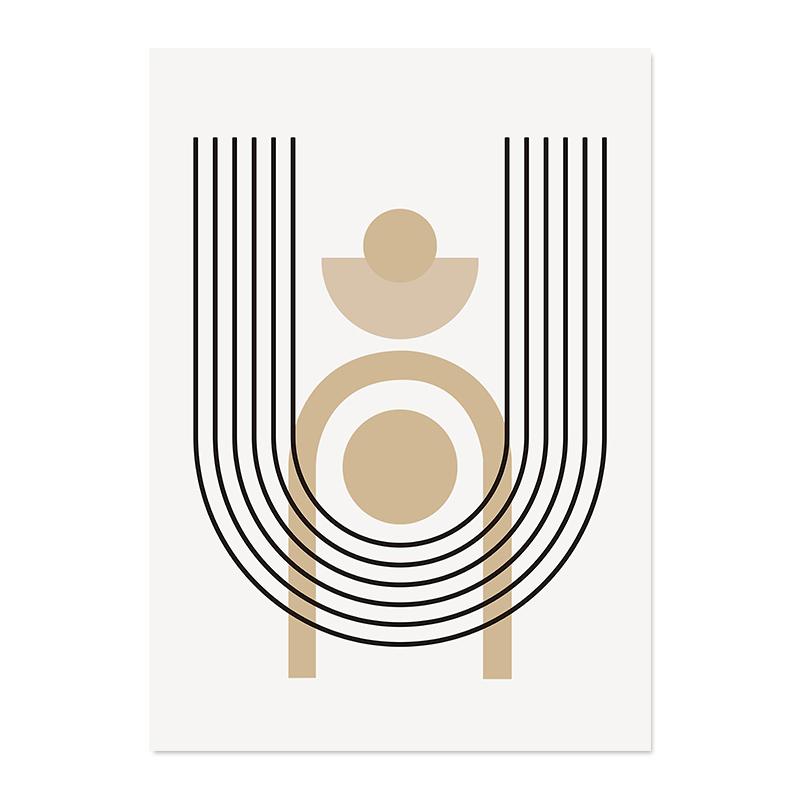 Boho Abstract Geometric Line Black Beige Wall Art Posters Canvas Painting Print Picture for Living Room Interior Home Decoration