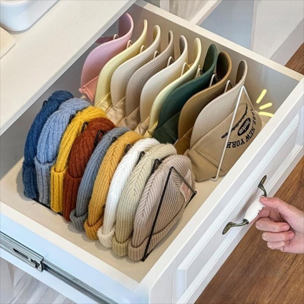 Quality Hat Storage Knitted Hat Display Stand Metal Space Saving Cap Storage Rack Wardrobe Desktop Cap Storage Container Beret