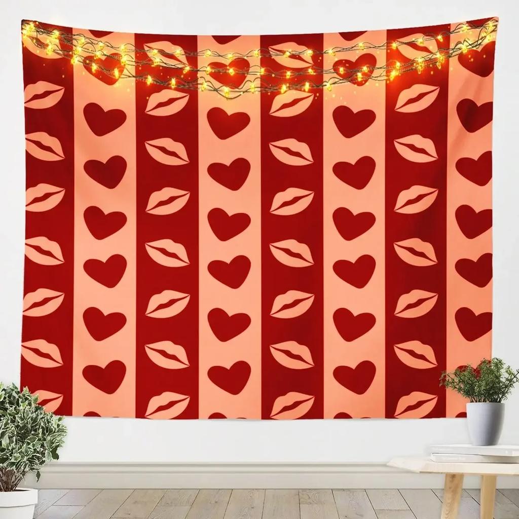 Colorful Watercolor Heart Pattern Tapestry Office Living Room Decoration Home Wall Tapestry