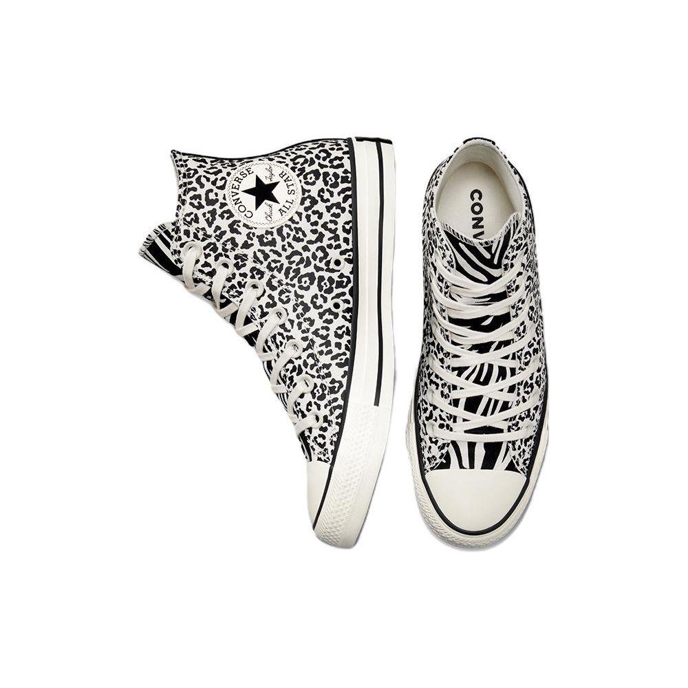 Converse Chuck Taylor All Star Mix Leopard Print High Top Canvas Sneakers Women Sneakers White Black A03730C