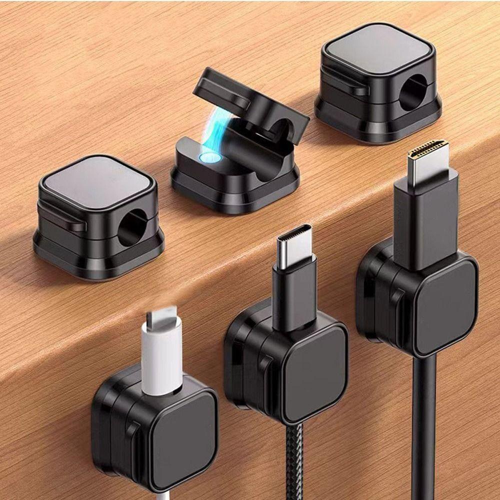 6Pcs Plastic Magnetic Cable Organizer Adhesive Smooth Cord Wire Cable Holder Adjustable Cable Management Clips Home Office
