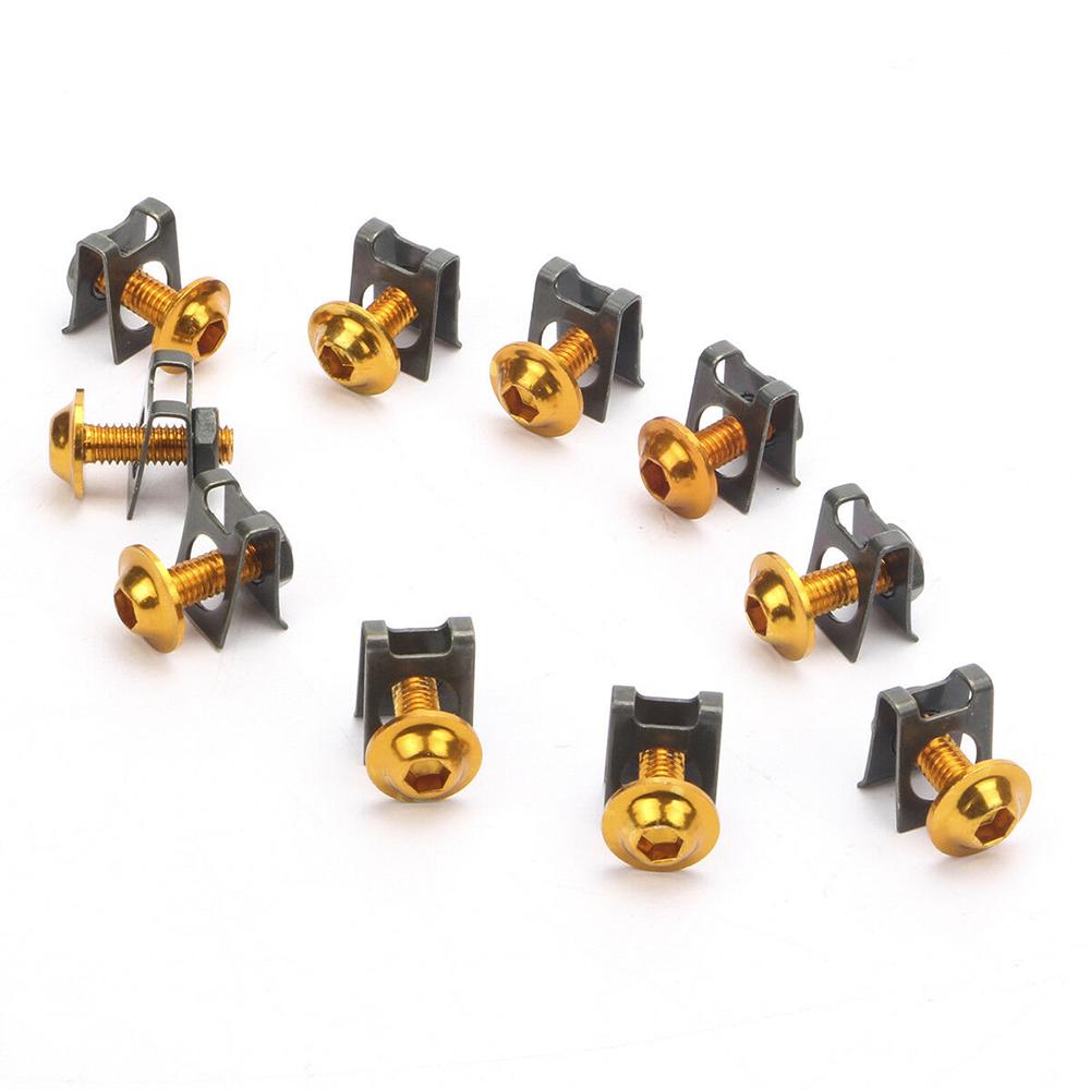 

10Pcs Motorcycle M6 6mm Fairing Bolts Kit Spire Speed Fastener Clip Screw Nut золотой
