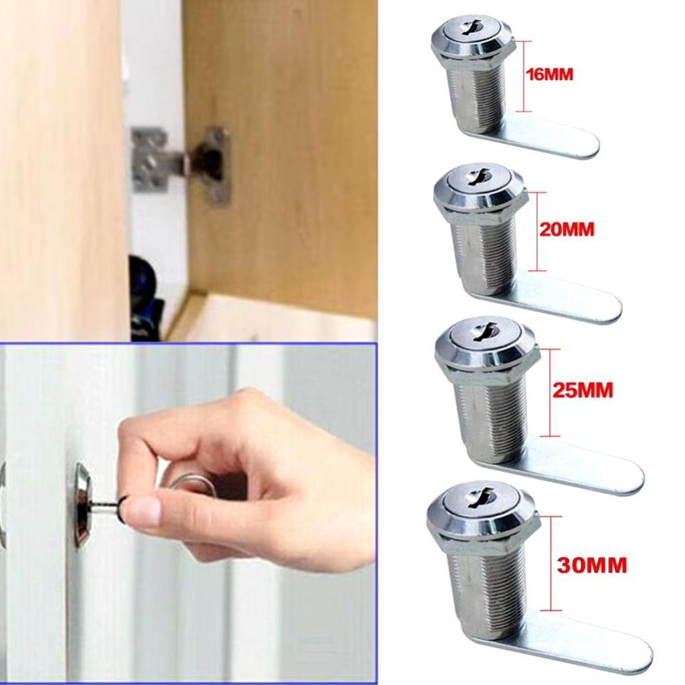 16/20/25/30mm Zinc Alloy Security Lock Set with 2 Key Drawer Lock Durable Cam Locks