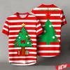 Red Stripes Cartoon Christmas Tshirt Men Women 3d Printing Merry Christmas Tee Shirts Tops 2026 New Year Short Sleeve T-shirt