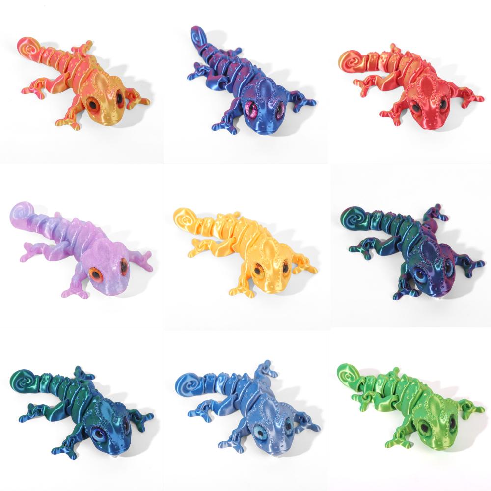 3D Printing Chameleon Figures Multi-joint Movable Simulation Eyes for Home Accessories Kids Toys Gift Living Room Decoration