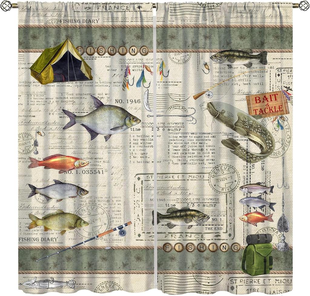 Farmhouse Deer Curtains Bedroom Vintage Rustic Fall Hunting River Cabin Elk Wildlife Window Drape Boys Girls Living Room Curtain For Sitting Polyester