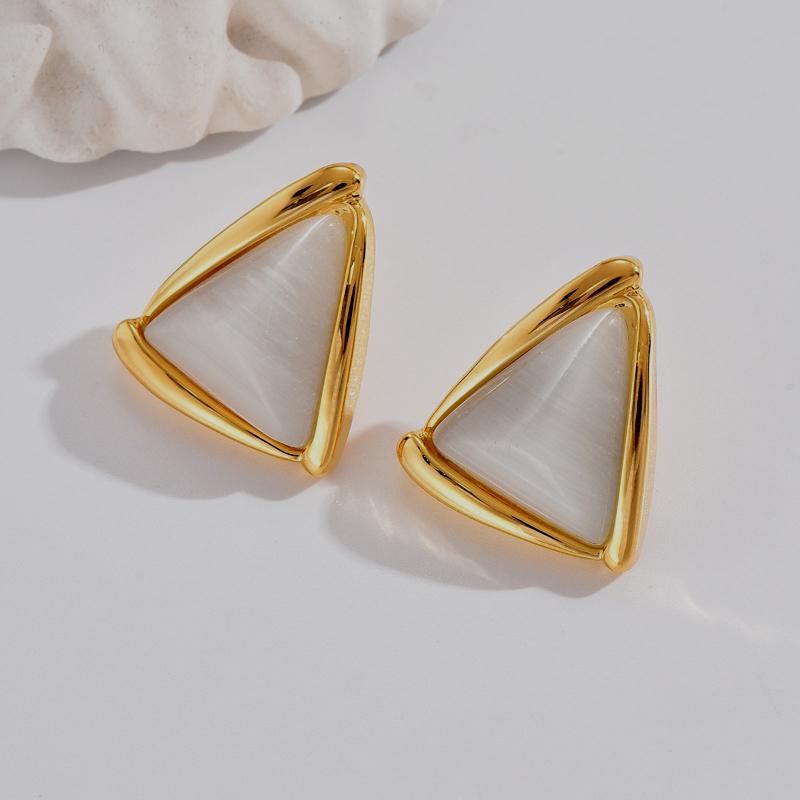 Fashionable Geometric Design, Stylish Earrings, High-end Triangular Cat Eye Earrings