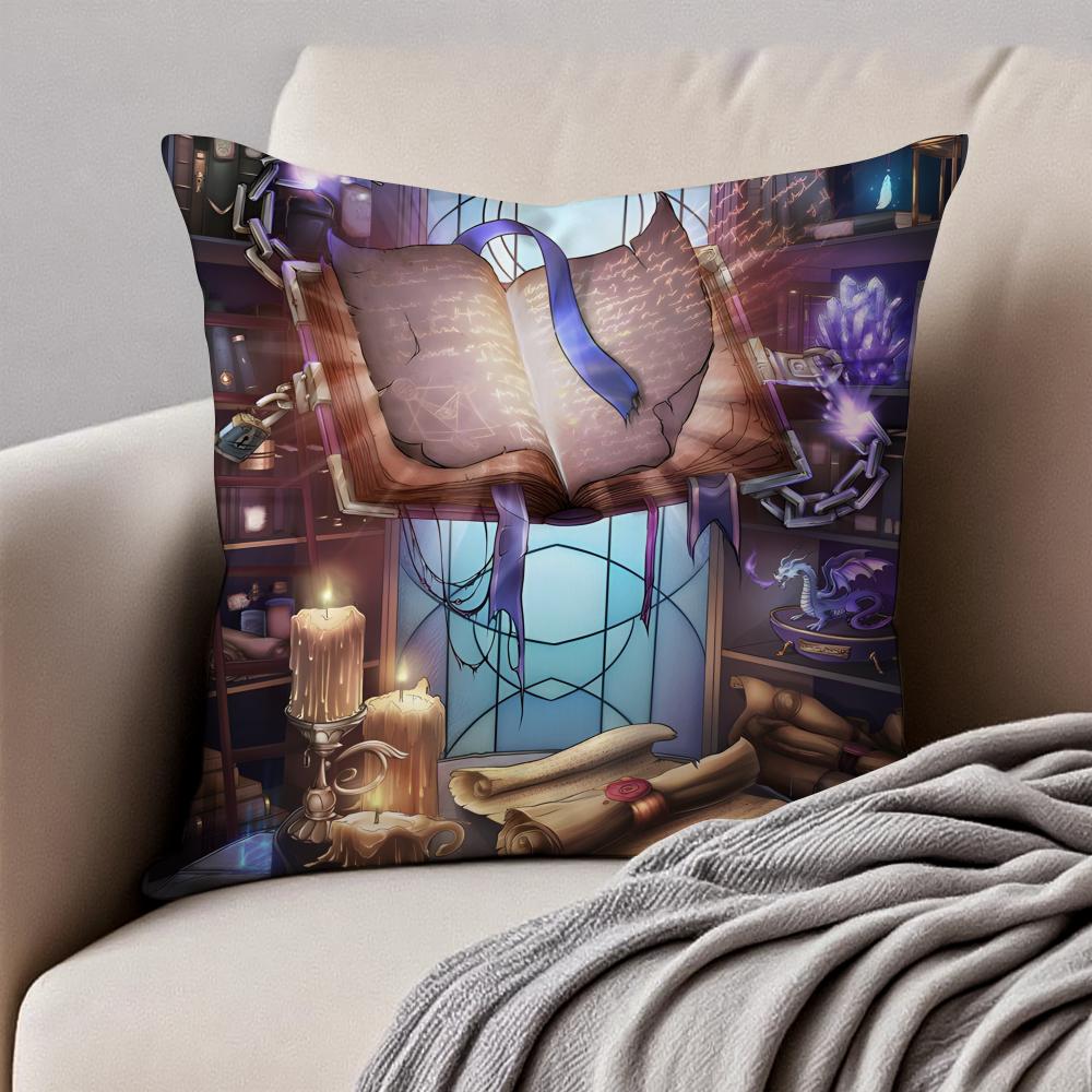 Dreamlike Magical Pattern Cushion Cover Pillowcase Antidustmite Invisible Zipper Short Plush Sofa Cushion