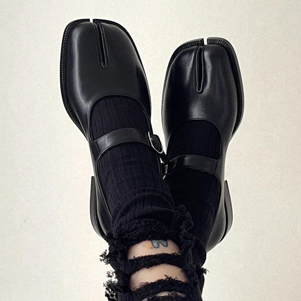 Značkové Mokasíny Trendy Tabi boty s dělenou špičkou Dámské Černé Tabis Pro Každodenní Život Elegantní Mary Jane boty Dámské Baleríny Zapatos De Mujer
