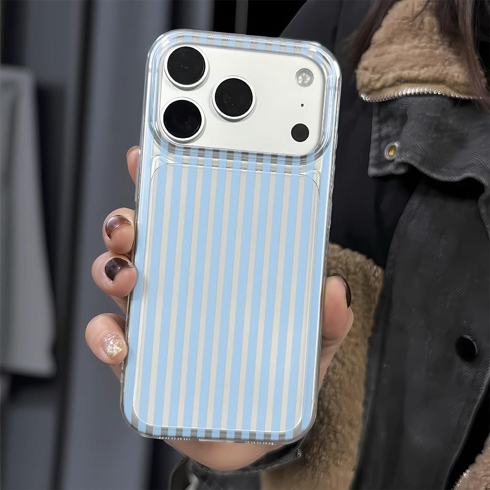 Blue Vertical Stripe Phone Case For Iphone 11 Pro Max 17 Air 16 15 14 Pro 13 12 11 15 Plus Transparent Silicone Soft Cover