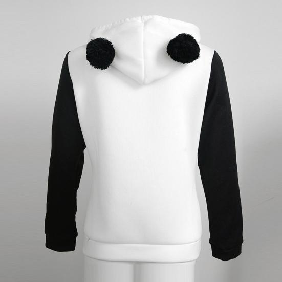 Women Panda Print Long Sleeve Heaps Collar Hoodies Hooded Pullover Sweatshirt