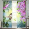 Plant Flower Hummingbirds Sheer Curtains Window Curtains For Living Room Bedroom Blinds Kids Room Home Decor