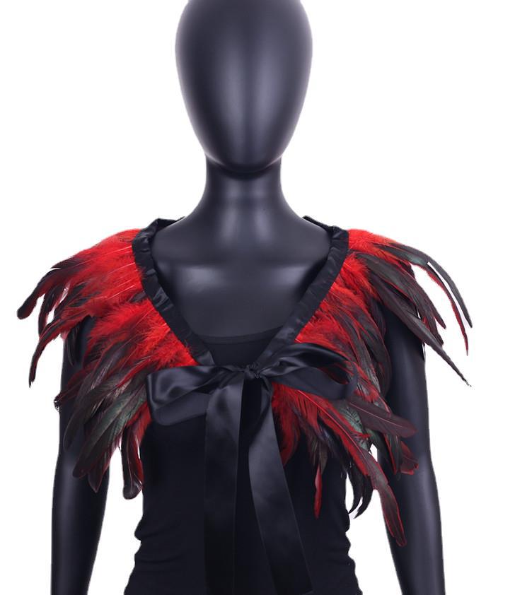 Gothic Style, Feather Shawl, Halloween, Party Dance, Performance Dress Up, Chicken Feather Accessories, Cloak