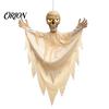 Scary Hanging Skeleton for Yard Halloween Mummy Decoration with Sounds, 31.5 Inch Voice Activated Glowing Eyes Horror Party Decor Skull Haunted House