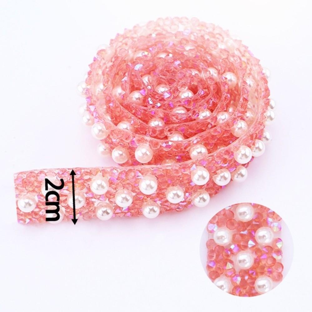 1Yard Rhinestone Border Diamond Ribbon DIY 2cm Self Adhesive Rhinestone Chain Multi-color Crystal Sparkle Resin Rhinestone Trim розовый