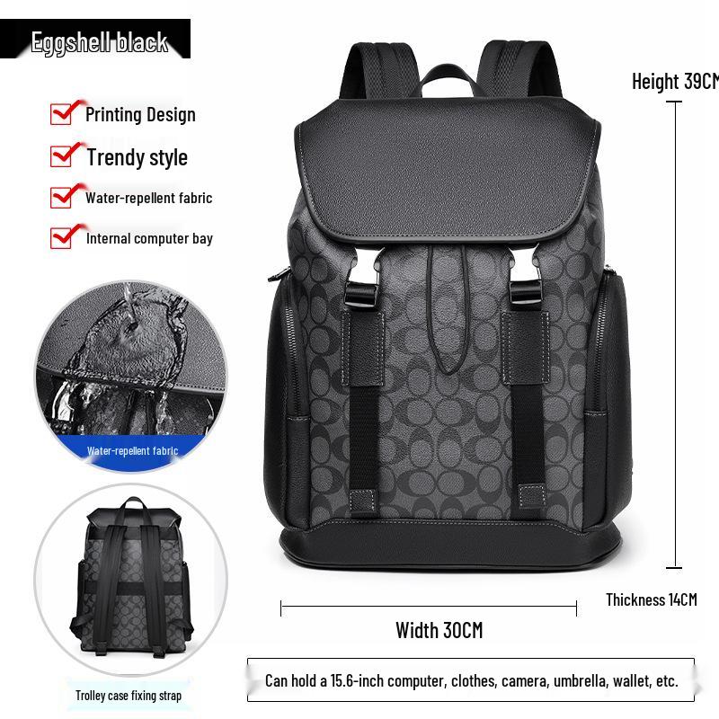 Men's Trendy High-End Business Laptop Backpack - Large Capacity Travel & Schoolbag with Old Flower Design
