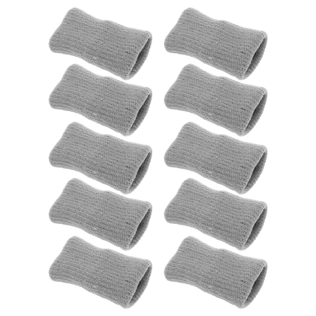 10pcs Finger Sleeves Protectors Sports Elastic Thumb Sleeves Finger Brace Straps Pain ReliefGray