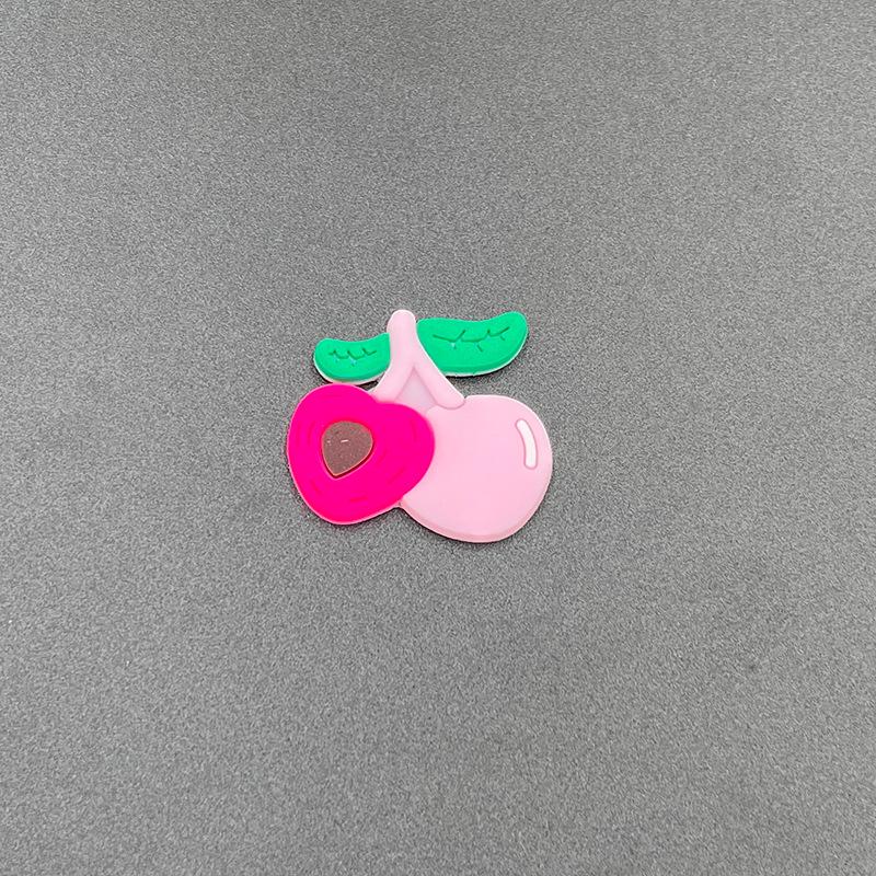 Cherry Hole Cartoon Shoe Buckles: Soft Rubber Red Fruit Series for Kids' DIY Garden Shoes