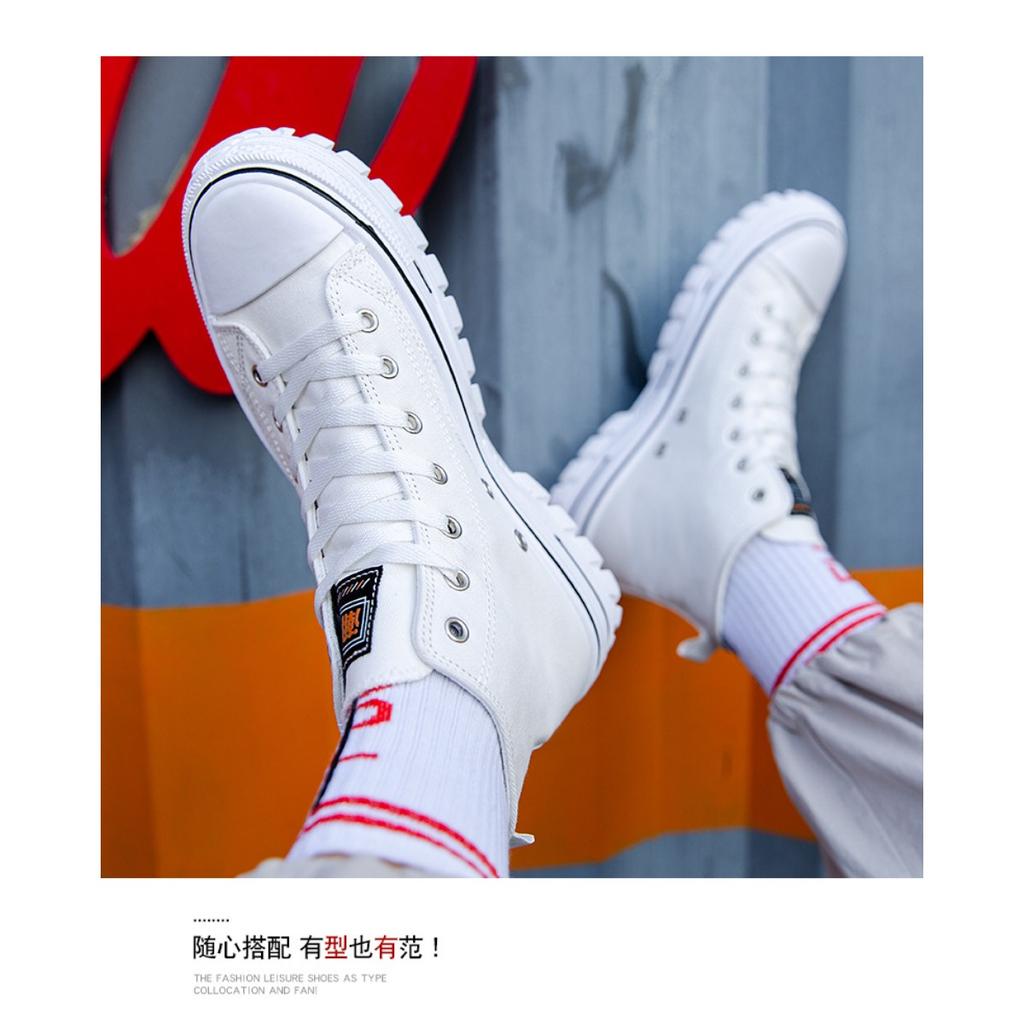 Men's Shoes High-top Canvas Shoes, Men's Trend Casual Shoes Hong Kong Style Korean Fashion Plate Shoes