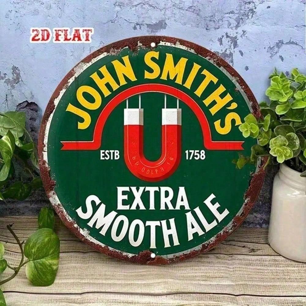 Retro Smooth Ale Beer Metal Round Wall Sign 7.87 Inch Vintage Tin Plate Aluminum Home Bar Decor