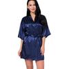 New Women's Ice Silk Nightgown Summer Sexy Silk-Like Kimono Robe Homewear Nightwear