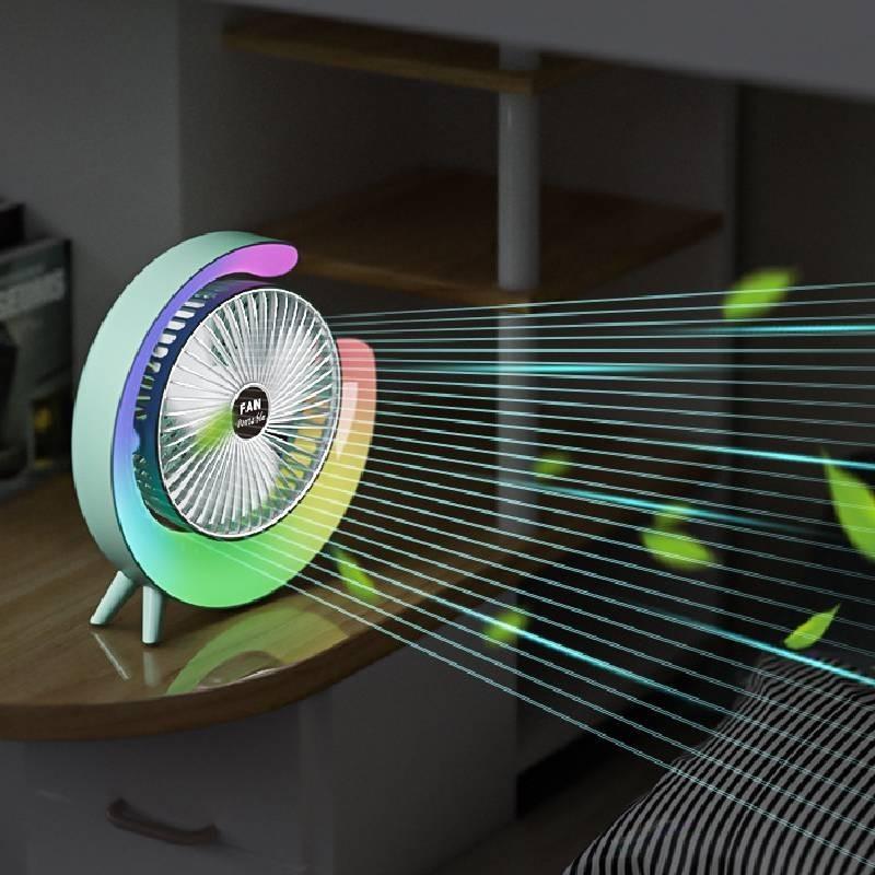 Stylish Colorful Led Desk Fan Portable Usb Rechargeable Mini Fan For Home And Office