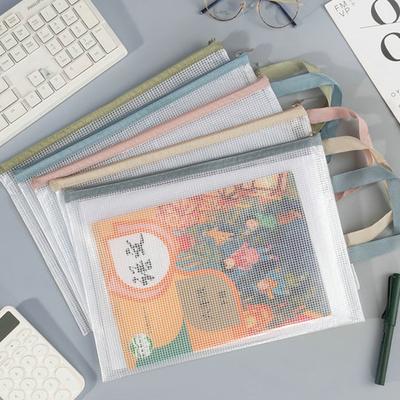 Transparent File Holder Zipper Bag with Handle PVC Waterproof Large Capacity Document